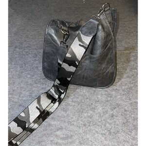 AHDORNED Gray Faux Leather‎ Crossbody Shoulder  bag W/Detachable Camo Strap